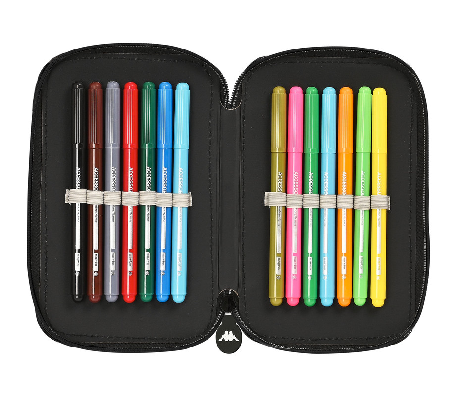 PLUMIER DOBLE PQÑO 28 pcs KAPPA "BLACK" 12,5X19,5X4