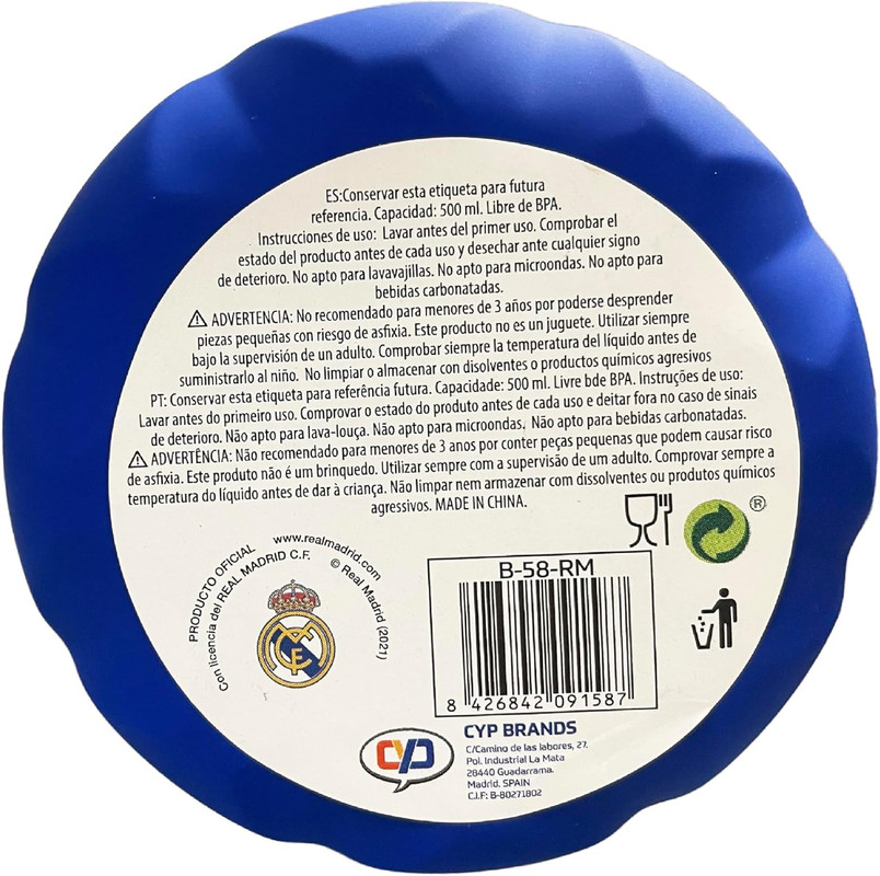 REAL MADRID CF - Botella Cantimplora de Acero, con Doble Pared, Capacidad de 550 ml,Producto Oficial (CyP Brands