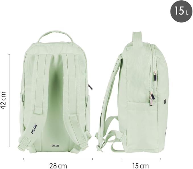 Mochila escolar cierre bloqueable 15l, 430 since 1918 verde