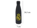 Real Madrid Botella Negra con oro  Rubberizada de Doble Pared