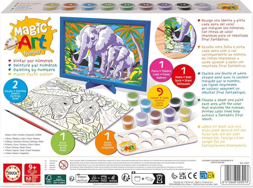 NUMBER ART +9 ANIMAL.SALVAJE EDUCA 20301