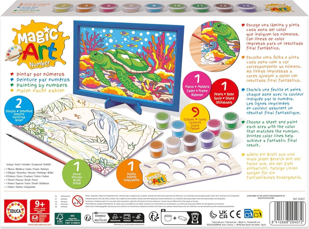 NUMBER ART +9 ANIMALES MARIN EDUCA 20407