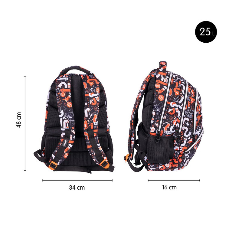 Mochila escolar 4 cremalleras (25 L) serie especial Fingers