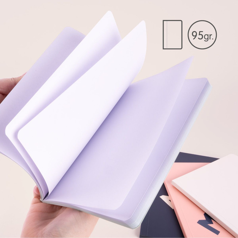 Libreta A5 encolada, papel LISO, 48 hojas de 95 gr/m², colección 430 since 1918, BEIG