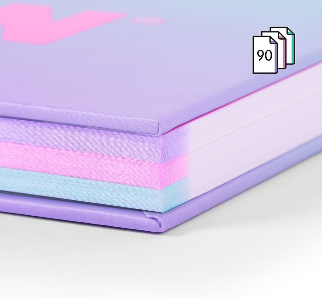 Cuaderno A4 con espiral y tapa dura, papel cuadriculado, 90 hojas de 95gr/m², colección Sunset MILAN