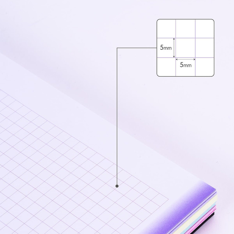 Cuaderno A4 con espiral y tapa dura, papel cuadriculado, 120 hojas de 95gr/m², colección Sunset