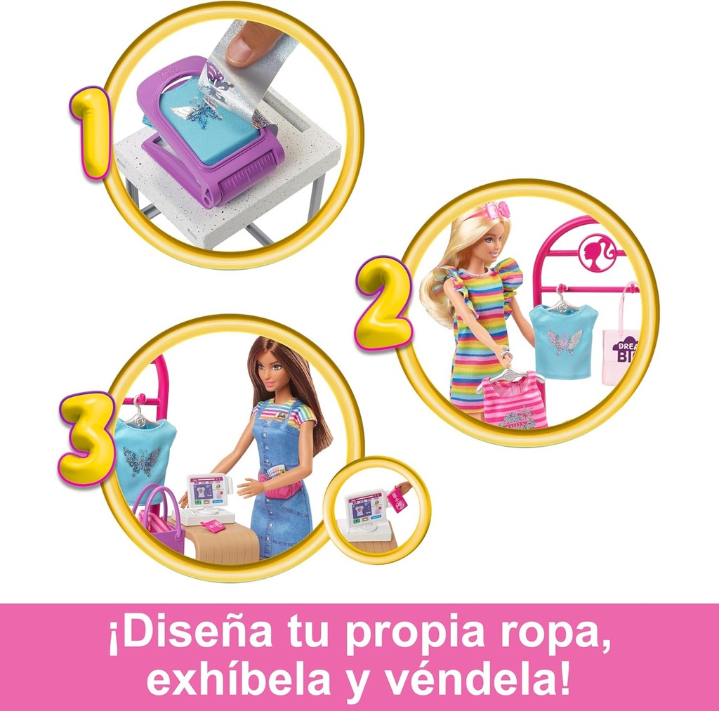 MUÑECA BARBIE BOUTIQUE DISEÑA Y VENDE HKT78 MATTEL