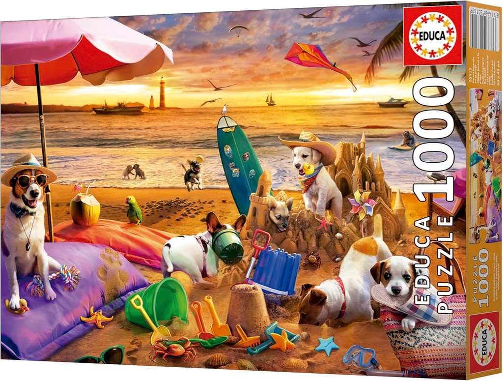 PUZZLE 1000 PERROS JUGANDO PLAYA FS EDUCA 20312