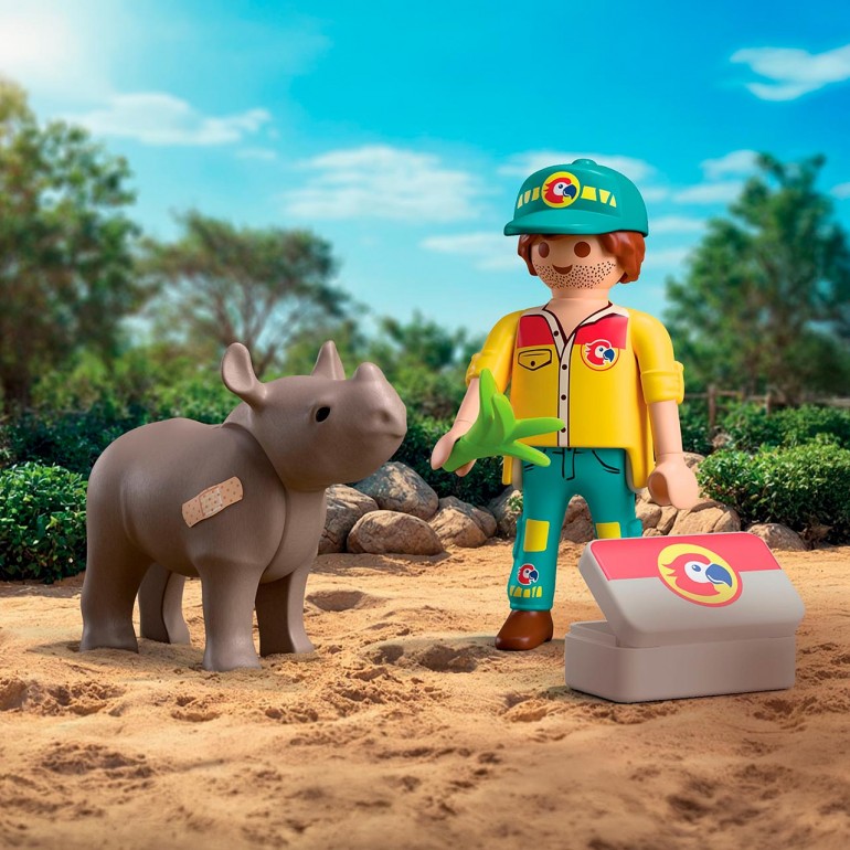 Duo Pack Cuidador con rinoceronte PLAYMOBIL 72025