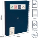 Cuaderno A4 con espiral y tapa dura, papel a líneas (7 mm), 120 hojas de 95 gr/m², colección 430 since 1918, azul