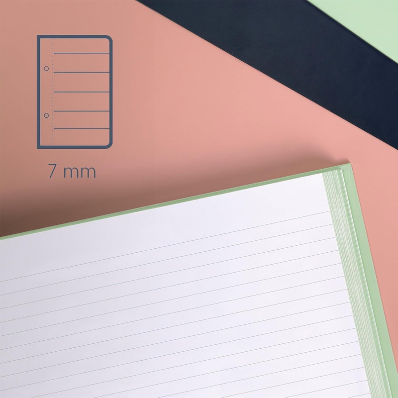 Cuaderno A4 con espiral y tapa dura, papel a líneas (7 mm), 120 hojas de 95 gr/m², colección 430 since 1918, azul
