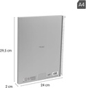 Cuaderno A4 con espiral y tapa dura, papel cuadriculado, 80 hojas de 95g/m², colección Shadow gris