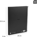 Cuaderno A4 con espiral y tapa dura, papel cuadriculado, 80 hojas de 95g/m², colección Shadow negro
