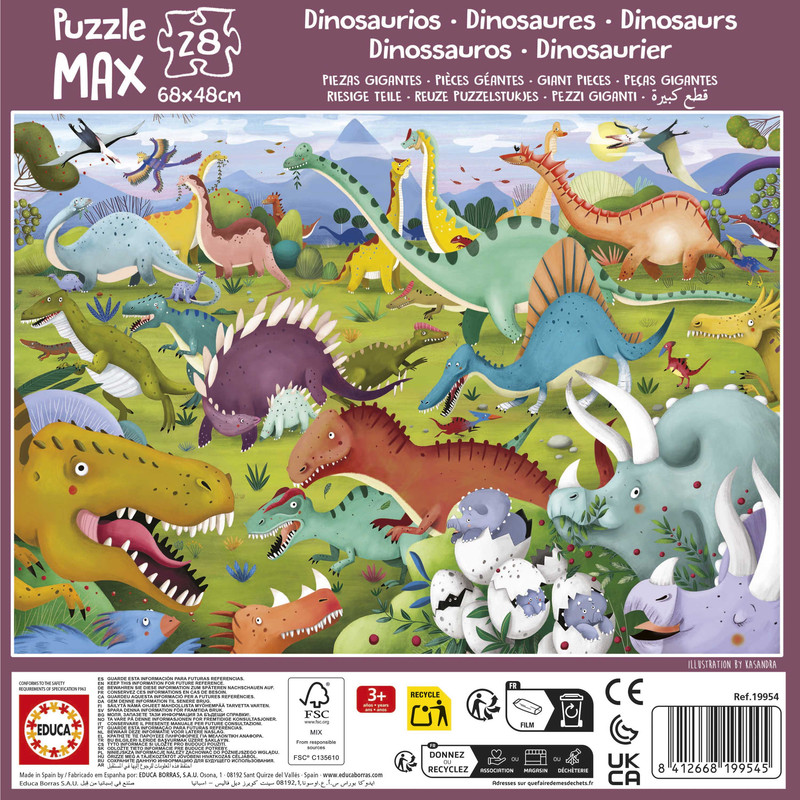 PUZZLE 28 DINOSAURIOS PUZZLE MAX