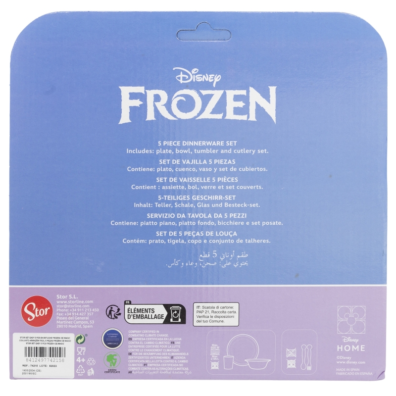 STOR SET EASY 5 PCS (PLATO, CUENCO, VASO 260 ML Y CUBIERTOS) EN ESTUCHE FROZEN ICE MAGIC 74215