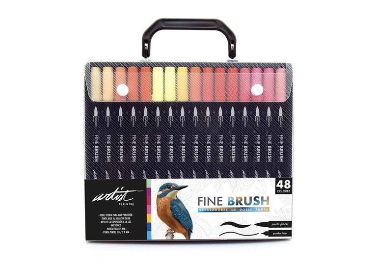 MALETIN 48 ROTULADORES FINE BRUSH CREATIVE 2 PUNTA