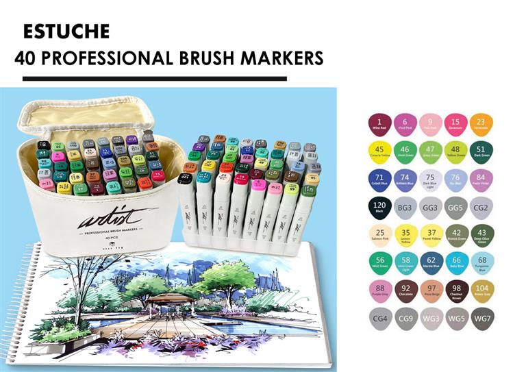 CANVAS LUXE PROFESSIONAL BRUSH MARKER 40 COLORES