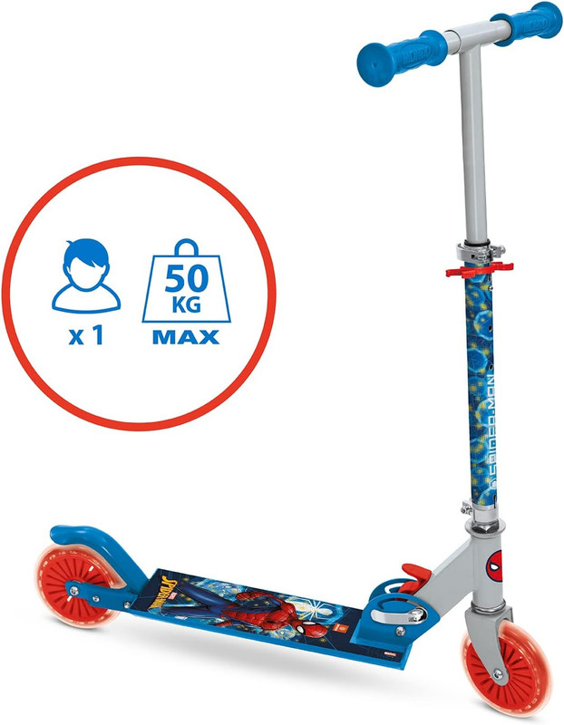 Mondo Toys - Alu Scooter SPIDERMAN - Patinete infantil de aluminio de 2 ruedas - Manillar regulable - 28687