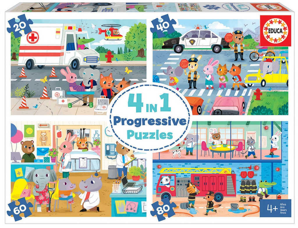 PUZZLE MULTI 4 HÉROES EN ACCIÓN 20-40-60-80