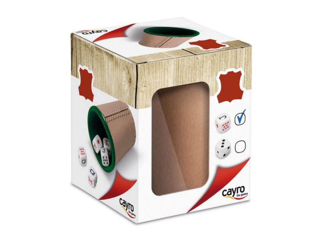 CUBILETE CUERO FORRADO CON DADOS PÓKER JUEGOS DE MESA