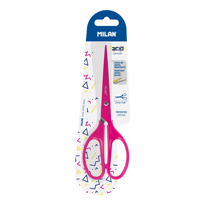 Blíster tijeras de oficina Acid rosa 17 cm
