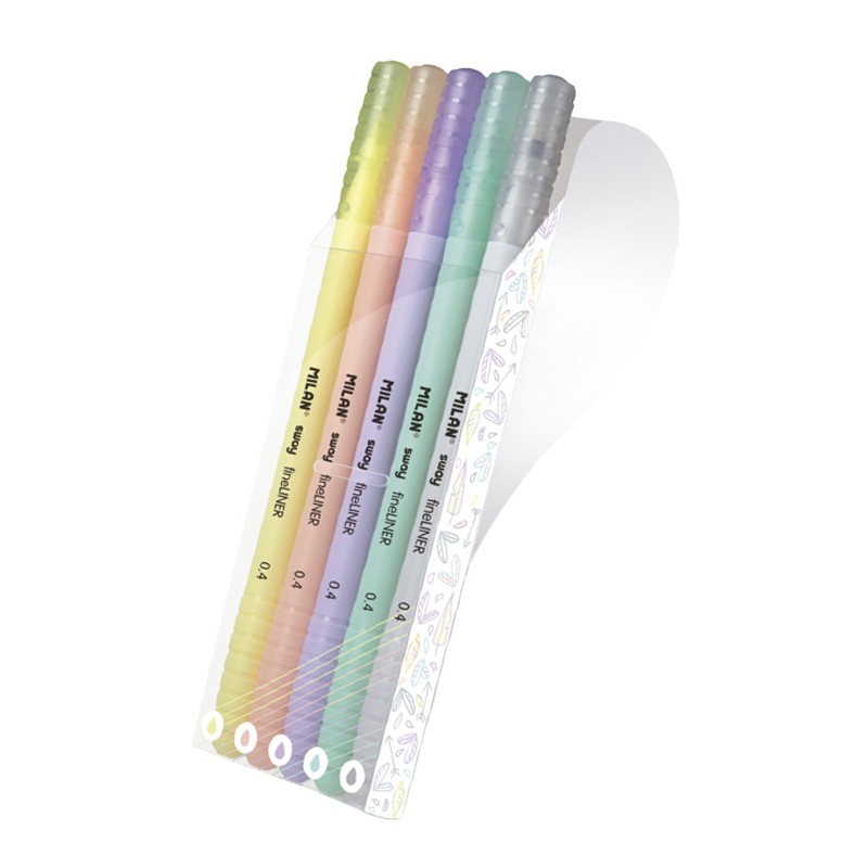 estuches 5 rotuladores punta fina SWAY fineliner Pastel