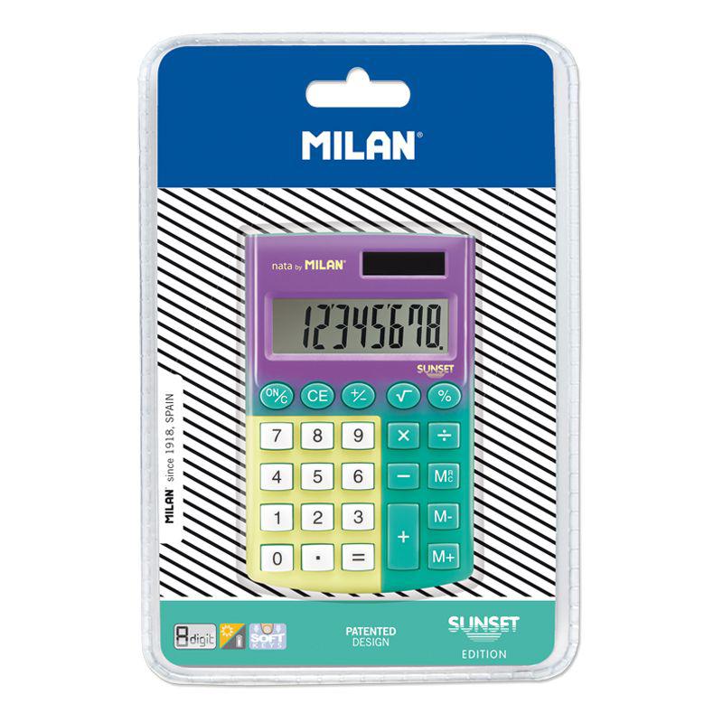 Blíster calculadora 8 dígitos pocket Sunset turquesa - amarillo
 MILAN 151008SNYBL