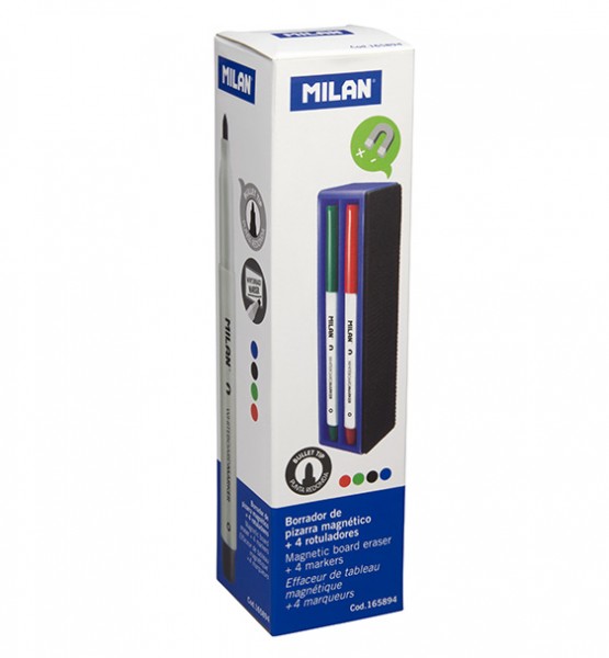 Borrador de pizarra magnético
 + 4 rotuladores para pizarra blanca
