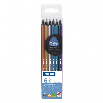 Caja 6 lápices de colores metalizados triangulares