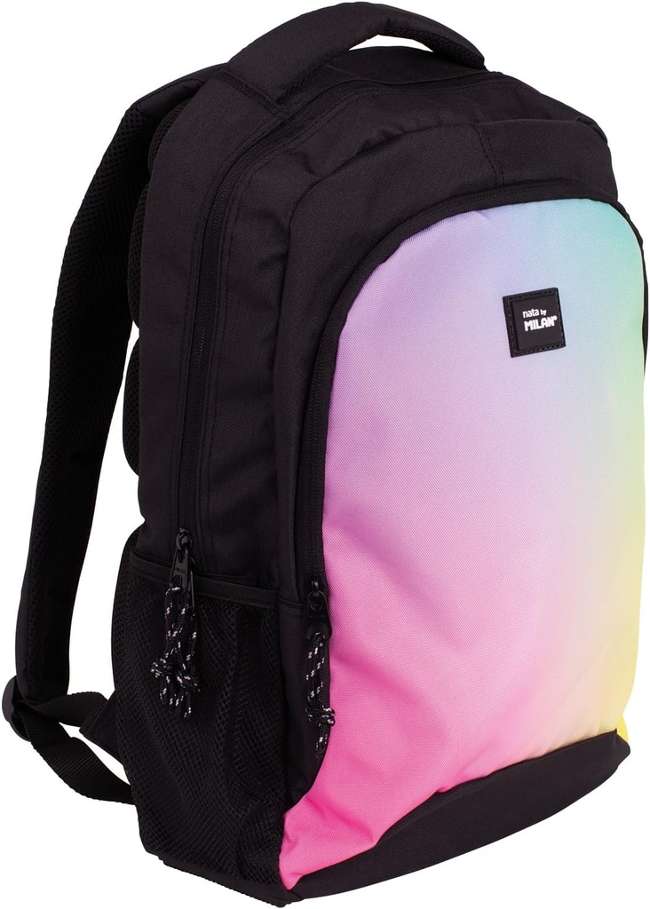Mochila escolar 2 cremalleras (21l) serie Sunset, negra xxcm