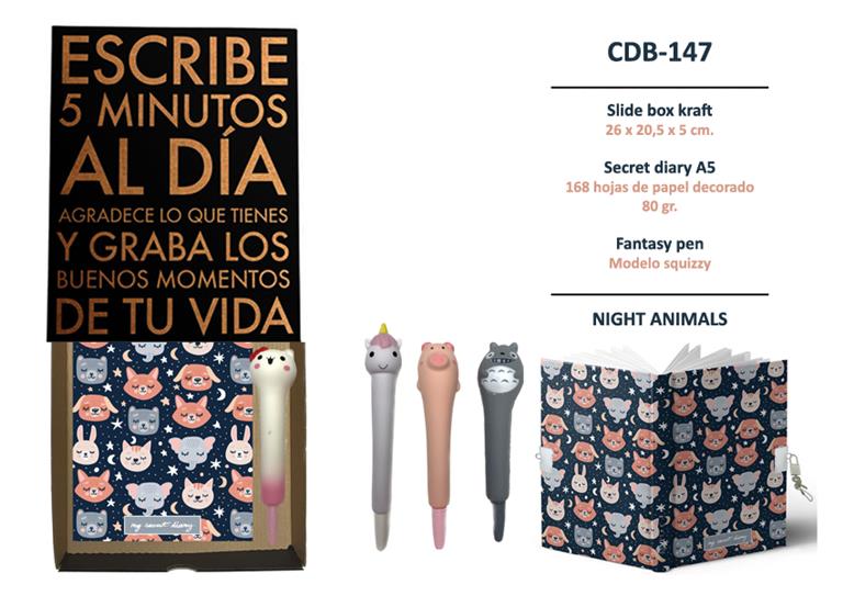ESTUCHE DIARIO CON CANDADO Y BOLI A JUEGO CDB-147
