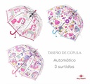 PARAGUAS INFANTIL AUTOMATICO TRANSP.,3 DISEÑOS
