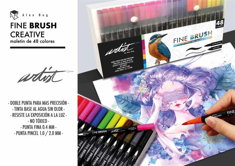 MALETIN 48 ROTULADORES FINE BRUSH CREATIVE 2 PUNTA