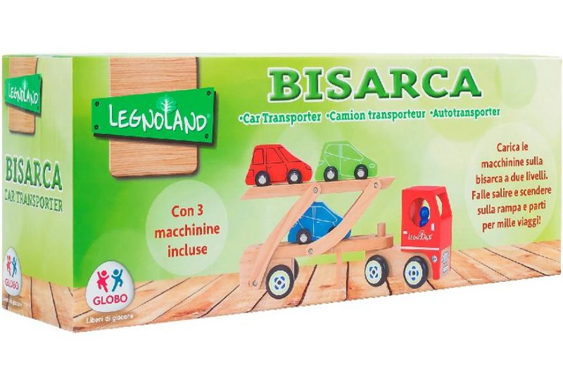 CAMION CON TRANSPORTE DE 3 COCHES DE MADERA 11,5 x 29,5 x 8 LEGNOLAND GLO37103