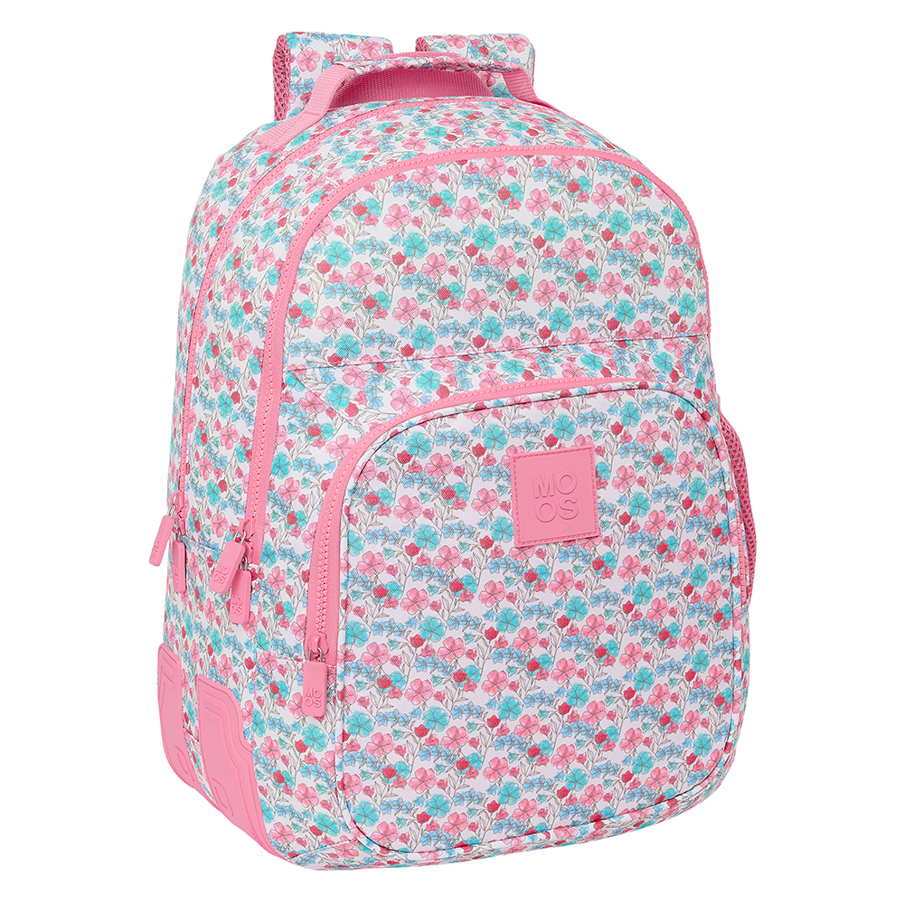 MOCHILA DOBLE ADAPT.CARRO RECICLADO MOOS "FLORES"