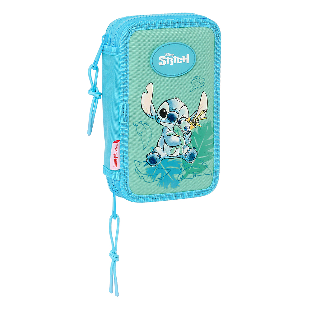 PLUMIER DOBLE PQÑO 28 pcs STITCH "ALOHA" safta412488854 12.5x19.5x4cm