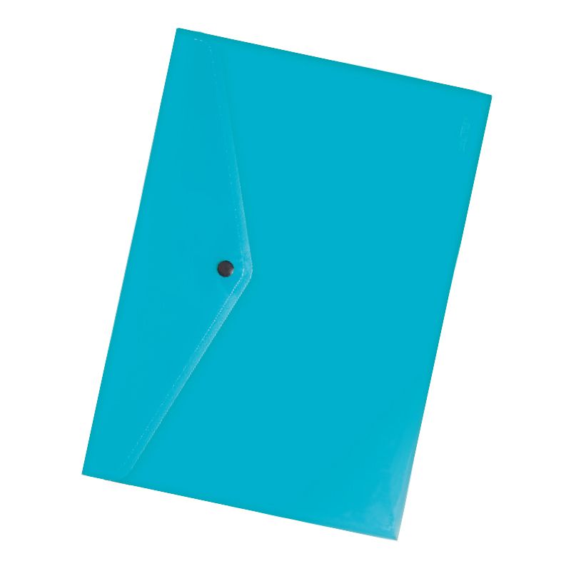 Carpeta tipo sobre (cierre botón) azul claro