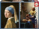 Puzzles 2x1000 Piezas para Adultos | La Joven de la Perla + La Lechera, Johannes Vermeer