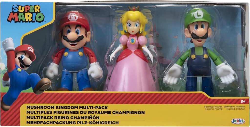 PACK 3 FIGURAS 10 CM REINO CHAMPIÑÓN S. MARIO 64511-4L JAKKS 315645114