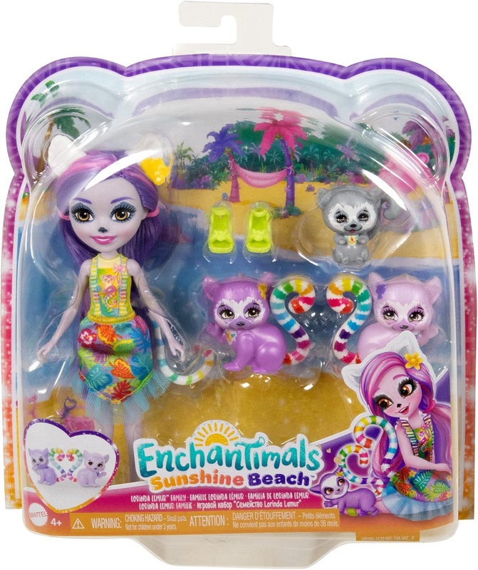 ENCHANTIMALS SUNSHINE ISLAND FAMILIA LÉMURES HRX86 MATTEL HRX86