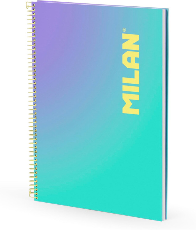 Cuaderno A4 con espiral y tapa dura, papel cuadriculado, 90 hojas de 95gr/m², colección Sunset MILAN
