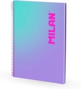Cuaderno A4 con espiral y tapa dura, papel cuadriculado, 90 hojas de 95gr/m², colección Sunset MILAN