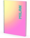 Cuaderno A4 con espiral y tapa dura, papel cuadriculado, 90 hojas de 95gr/m², colección Sunset