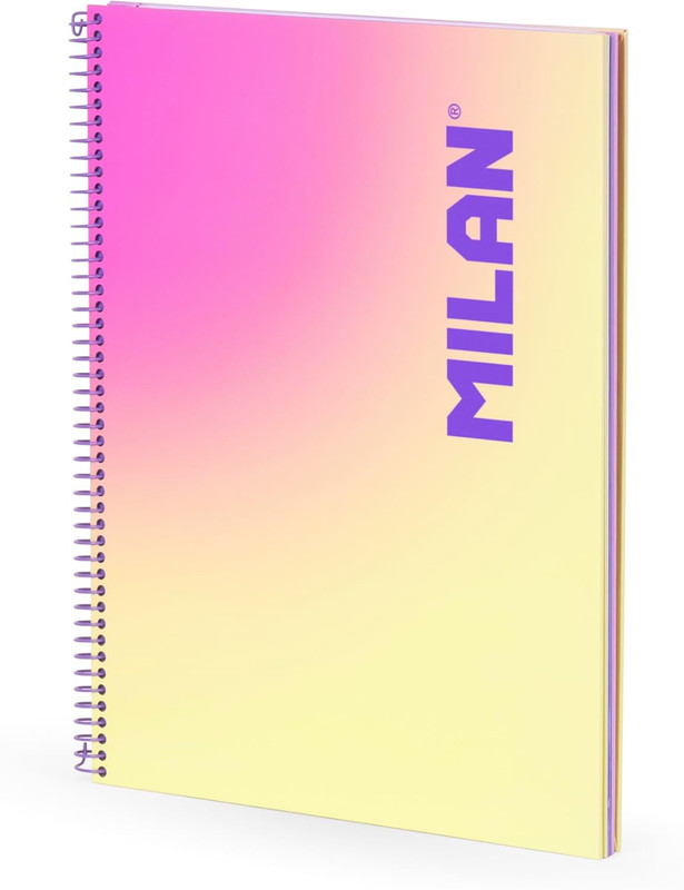 Cuaderno A4 con espiral y tapa dura, papel cuadriculado, 90 hojas de 95gr/m², colección Sunset MILAN