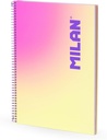 Cuaderno A4 con espiral y tapa dura, papel cuadriculado, 90 hojas de 95gr/m², colección Sunset MILAN