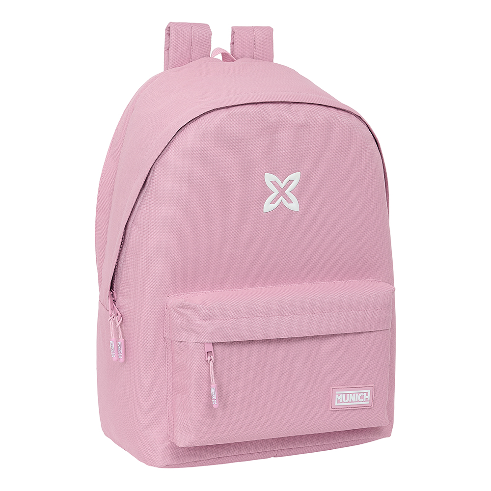 MOCHILA DOBLE PARA PORTATIL 15,6"+USB MUNICH BASICOS "ROSA" 31x44x4cm