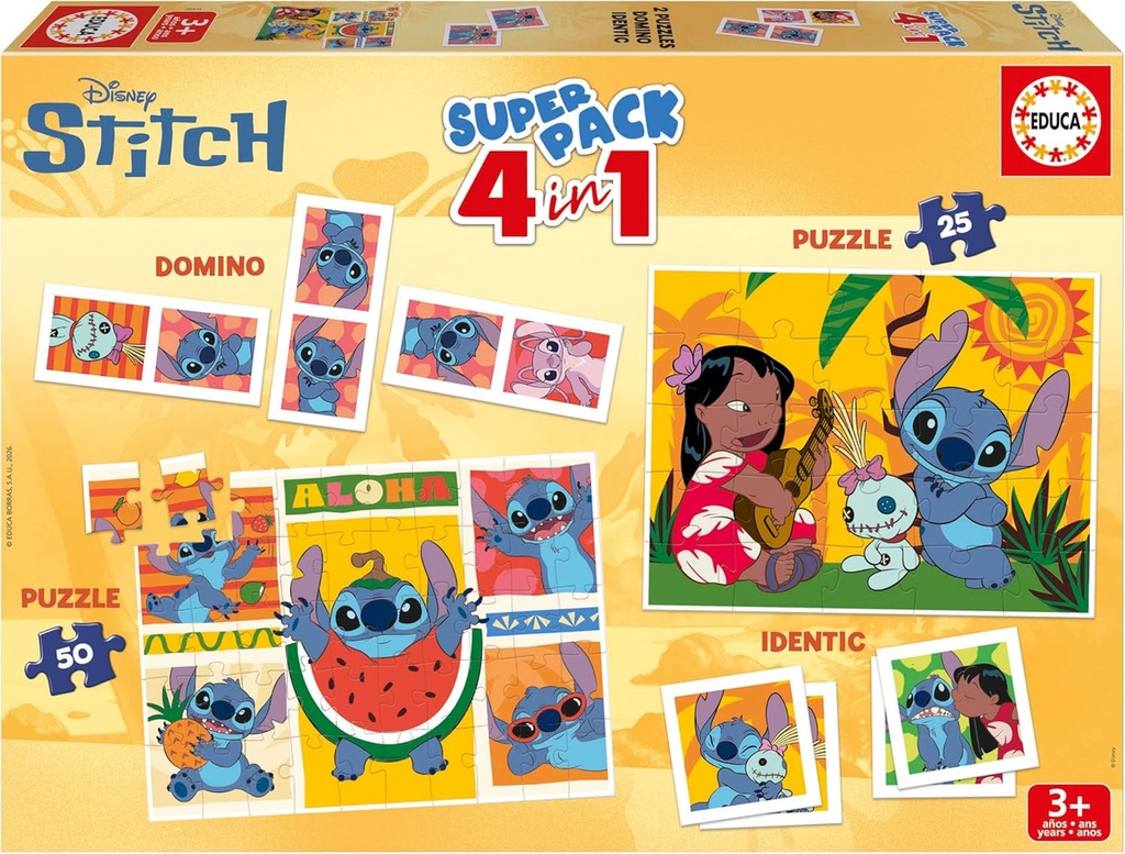 JUEGO SUPERPACK 4in1 STITCH FSC  EDUCA 20474