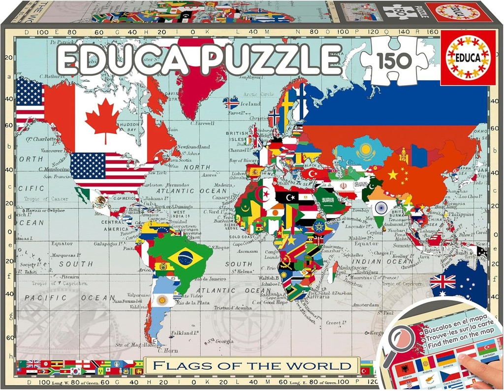 150 GEOPUZZLES BANDERAS MU F EDUCA 20480