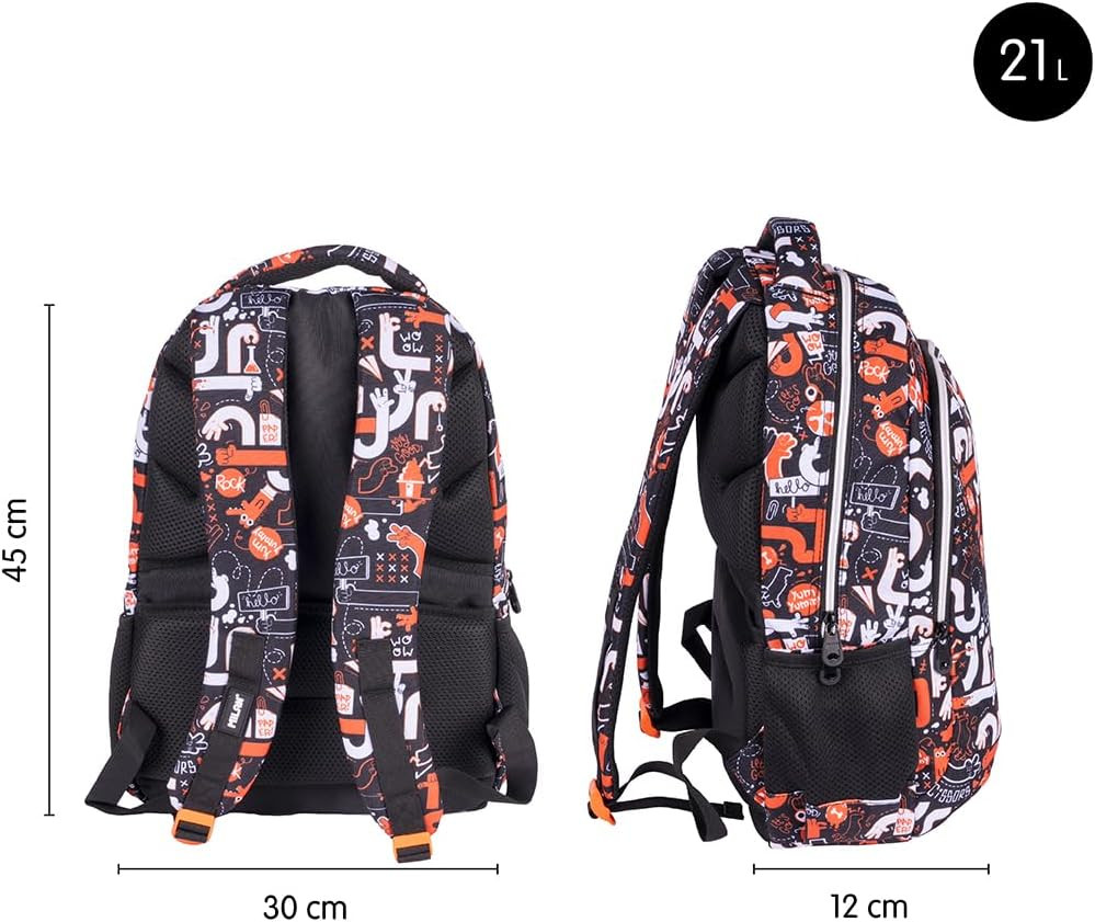Mochila escolar 2 cremalleras (21 L) serie especial Fingers 45x31x4cm