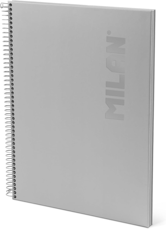Cuaderno A4 con espiral y tapa dura, papel cuadriculado, 80 hojas de 95g/m², colección Shadow gris